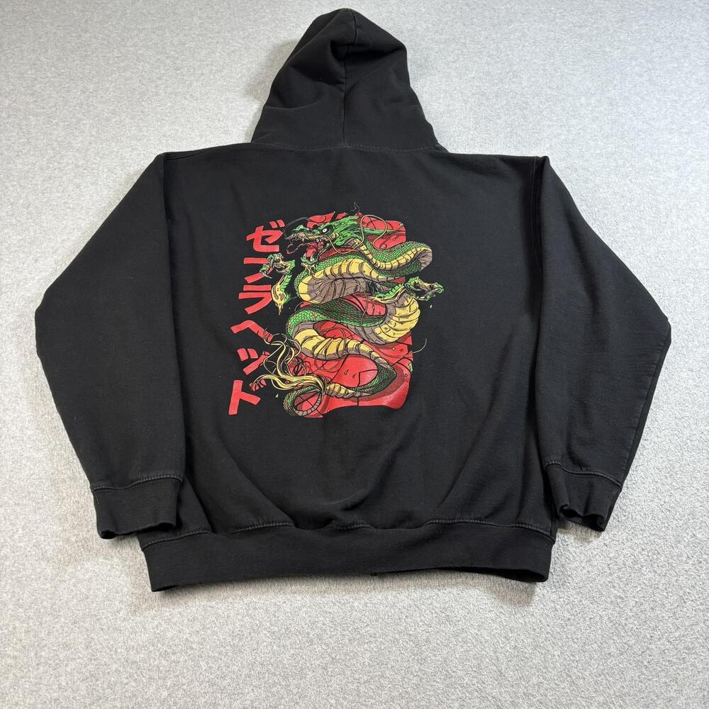 Zebrahead Hoodie Mens XL Black Full Zip Band Dragon Graphic Japanese Music Y2K